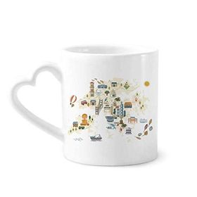 Dıythinker 12 oz Hong Kong Yerel Bisiklet Ziyareti Çin Çömlekçilik Seramik Kalp Saplı Kupa
