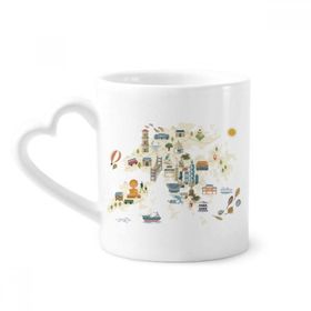 Dıythinker 12 oz Hong Kong Yerel Bisiklet Ziyareti Çin Çömlekçilik Seramik Kalp Saplı Kupa