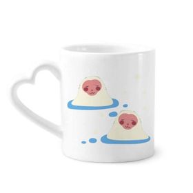 Dıythinker 12 oz Japon Seyahat Şanslı Hayvan Çömlekçilik Seramik Kalp Saplı Kupa