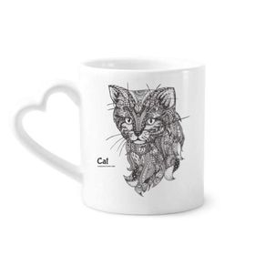 Dıythinker 12 oz Kedi İnsan Boyası Sessiz Bebek Çömlekçilik Seramik Kalp Saplı Kupa