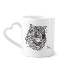 Dıythinker 12 oz Kedi İnsan Boyası Tek Gözlü Çömlekçilik Seramik Kalp Saplı Kupa