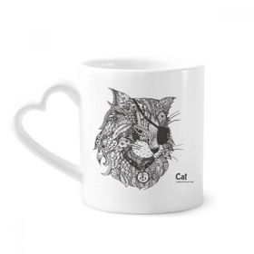 Dıythinker 12 oz Kedi İnsan Boyası Tek Gözlü Çömlekçilik Seramik Kalp Saplı Kupa