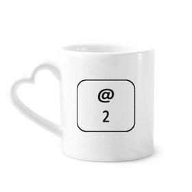 Dıythinker 12 oz Klavye Sembolü 2 Seramik Kalp Saplı Seramik Kupa