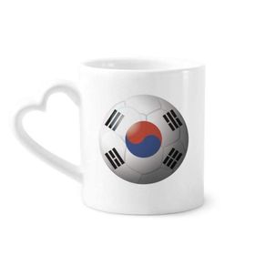 Dıythinker 12 oz Kore Ulusal Bayrağı Futbol Futbol Çömlekçilik Seramik Kalp Saplı Kupa