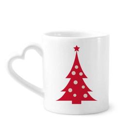 Dıythinker 12 oz Noel Ağacı Kırmızı Festival Çömlekçilik Seramik Kalp Saplı Kupa