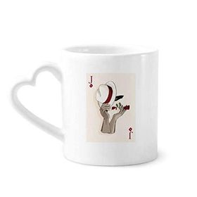 Dıythinker 12 oz Oyun Kartları Elmas J Desenli Çömlekçilik Seramik Kalp Saplı Kupa