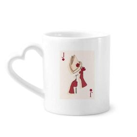 Dıythinker 12 oz Oyun Kartları Kalp J Desenli Çömlekçilik Seramik Kalp Saplı Kupa