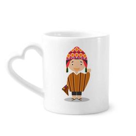 Dıythinker 12 oz Renkli Şapka Peru Çizgi Film Çömlekçilik Seramik Kalp Saplı Kupa