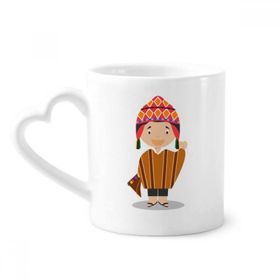 Dıythinker 12 oz Renkli Şapka Peru Çizgi Film Çömlekçilik Seramik Kalp Saplı Kupa