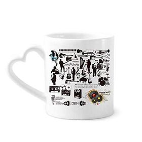 Dıythinker 12 oz Rock Müzik Festivali Çılgın Desenli Çömlekçilik Seramik Kalp Saplı Kupa