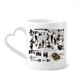 Dıythinker 12 oz Rock Müzik Festivali Çılgın Desenli Çömlekçilik Seramik Kalp Saplı Kupa