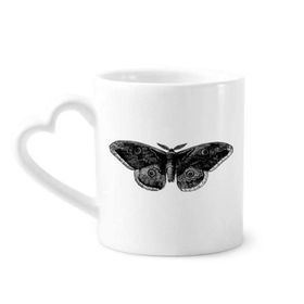 Dıythinker 12 oz Siyah Kelebek Uçurtma Çömlekçilik Seramik Kalp Saplı Kupa
