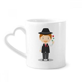 Dıythinker 12 oz Siyah Takım Arjantin Çizgi Film Çömlekçilik Seramik Kalp Saplı Kupa