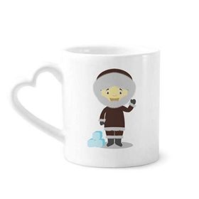 Dıythinker 12 oz Soğuk Ceket Greenland Çizgi Film Çömlekçilik Seramik Kalp Saplı Kupa