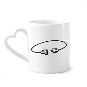 Dıythinker 12 oz Soket Şarj Kablosu Fiş Desenli Çömlekçilik Seramik Kalp Saplı Kupa
