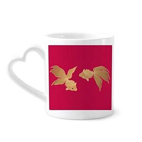 Dıythinker 12 oz Tablo Japon Kültürü Balık Çömlekçilik Seramik Kalp Saplı Kupa