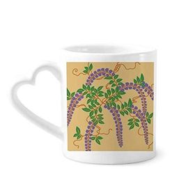Dıythinker 12 oz Tablo Japon Kültürü Mor Çiçek Çömlekçilik Seramik Kalp Saplı Kupa