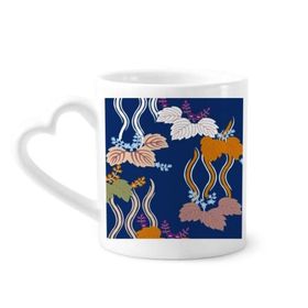 Dıythinker 12 oz Tablo Japon Kültürü Yaprak Çömlekçilik Seramik Kalp Saplı Kupa