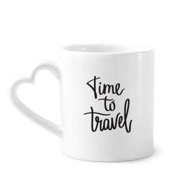Dıythinker 12 oz Time To Travel Alıntı Çömlekçilik Seramik Kalp Saplı Kupa