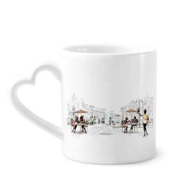 Dıythinker 12 oz Vacation Street France Landmark Seramik Kalp Saplı Seramik Kupa