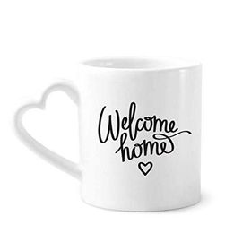Dıythinker 12 oz Welcome Home Alıntı Seramik Kalp Saplı Seramik Kupa