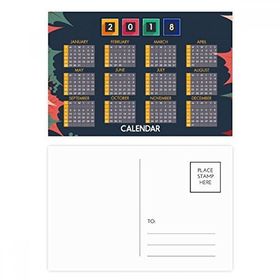 Dıythinker 14x9 cm 20 Adet Renkli 2018 Yapraklar Meyve Takvimi Desenli Kartpostal Seti