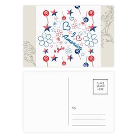 Dıythinker 14x9 cm 20 Adet Renkli ABD Şeker Çiçek Yıldız Aşk Kalp Kelime Çiçek Kartpostal Seti