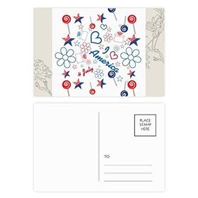 Dıythinker 14x9 cm 20 Adet Renkli ABD Şeker Çiçek Yıldız Aşk Kalp Kelime Çiçek Kartpostal Seti