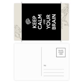 Dıythinker 14x9 cm 20 Adet Renkli Alıntı Keep Calm Use Your Brain Siyah Çiçek Kartpostal Seti