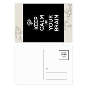 Dıythinker 14x9 cm 20 Adet Renkli Alıntı Keep Calm Use Your Brain Siyah Çiçek Kartpostal Seti