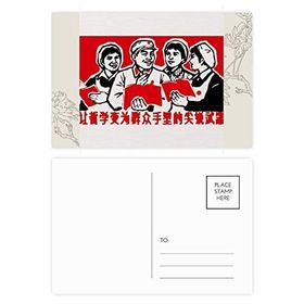 Dıythinker 14x9 cm 20 Adet Renkli Asker Kadın Kitap Kırmızı Vatanseverlik Çiçek Kartpostal Seti
