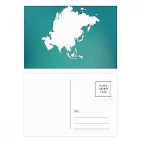 Dıythinker 14x9 cm 20 Adet Renkli Asya Kıtası Çizgisi Silüet Haritası Kartpostal Seti