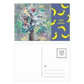 Dıythinker 14x9 cm 20 Adet Renkli Bahar Yağlı Boya Resim Sanatı Natürmort Çiçek Muz Kartpostal Seti