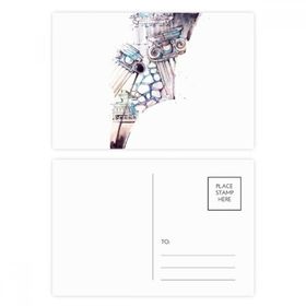 Dıythinker 14x9 cm 20 Adet Renkli Barok Mimari Bina Suluboya Boyama Kartpostal Seti