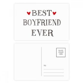 Dıythinker 14x9 cm 20 Adet Renkli Best Boyfriend Ever Alıntılı Kalp Kartpostal Seti