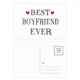 Dıythinker 14x9 cm 20 Adet Renkli Best Boyfriend Ever Alıntılı Kalp Kartpostal Seti