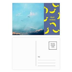 Dıythinker 14x9 cm 20 Adet Renkli Beyaz Gökyüzü Kuş Muz Kartpostal Seti