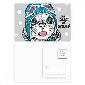 Dıythinker 14x9 cm 20 Adet Renkli Cat Head The Taste of Snow Cat Protect Hayvan Kartpostal Seti