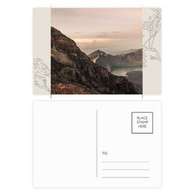 Dıythinker 14x9 cm 20 Adet Renkli Dağ Çöl Güneş Sis Bulutlar Göl Çiçek Kartpostal Seti