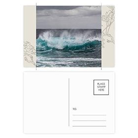 Dıythinker 14x9 cm 20 Adet Renkli Deniz Okyanus Dalgası Bilim Doğa Resim Çiçek Kartpostal Seti