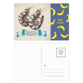 Dıythinker 14x9 cm 20 Adet Renkli Deniz Ürünleri Karides Deniz Organizması Muz Kartpostal Seti