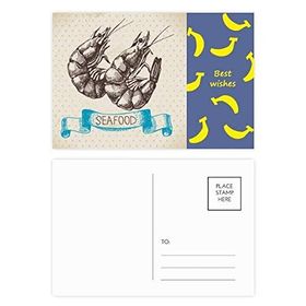 Dıythinker 14x9 cm 20 Adet Renkli Deniz Ürünleri Karides Deniz Organizması Muz Kartpostal Seti