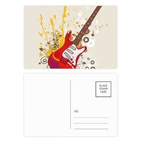 Dıythinker 14x9 cm 20 Adet Renkli Elektrikli Gitar Caz Müzik Kültürü Kartpostal Seti