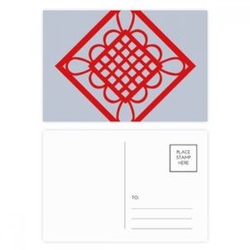 Dıythinker 14x9 cm 20 Adet Renkli Elmas Kırmızı Çin Düğümü Kağıt Kesim Kartpostal Seti