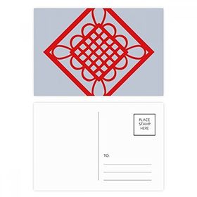 Dıythinker 14x9 cm 20 Adet Renkli Elmas Kırmızı Çin Düğümü Kağıt Kesim Kartpostal Seti