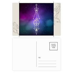 Dıythinker 14x9 cm 20 Adet Renkli Evren Totem Geometri Uzaylı Üçgen Çiçek Kartpostal Seti