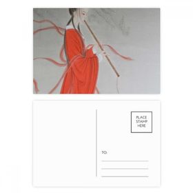 Dıythinker 14x9 cm 20 Adet Renkli Flute Kırmızı Güzellik Çin Resim Kartpostal Seti