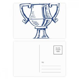 Dıythinker 14x9 cm 20 Adet Renkli Futbol Şampiyonası Kupa Mavi Kartpostal Seti