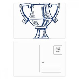 Dıythinker 14x9 cm 20 Adet Renkli Futbol Şampiyonası Kupa Mavi Kartpostal Seti