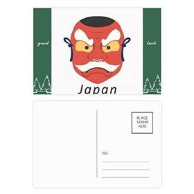 Dıythinker 14x9 cm 20 Adet Renkli Geleneksel Japon Yerel Hayalet Maskesi İyi Şanslar Kartpostal Seti